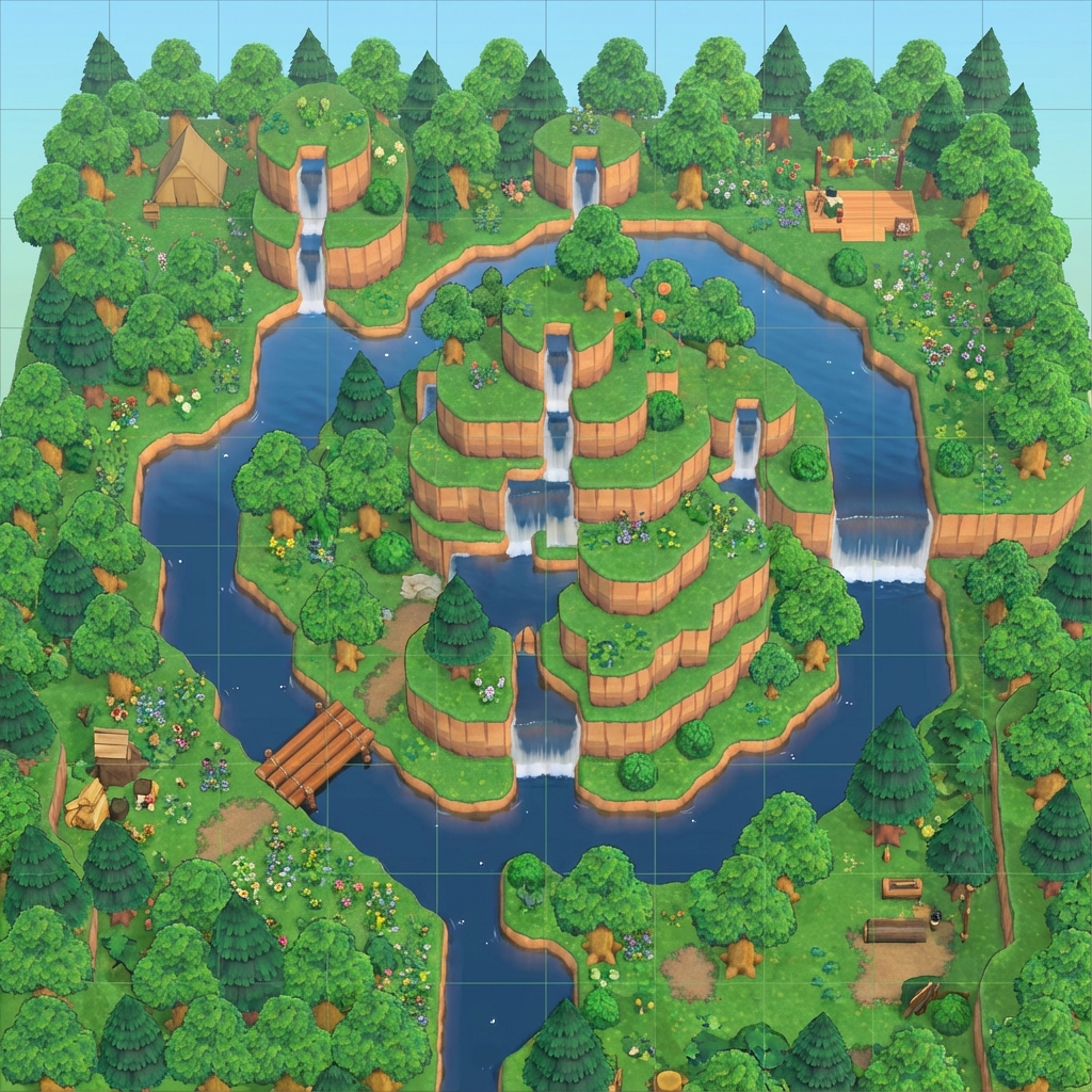 Natural Island - ACNH Island Layout Example